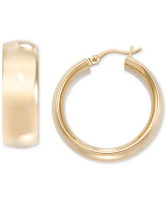 Macy's - Wide Polished Small Hoop Earrings in 14k Gold-Plated Sterling Silver, 0.79"