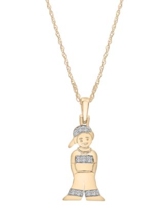 Wrapped - Diamond Boy Pendant Necklace (1/20 ct. tw) in 10k Gold, 18" + 2" extender