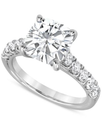 Badgley Mischka - Certified Lab Grown Diamond Cushion- & Round-Cut Engagement Ring (4-3/4 ct. t.w.) in 14k White Gold