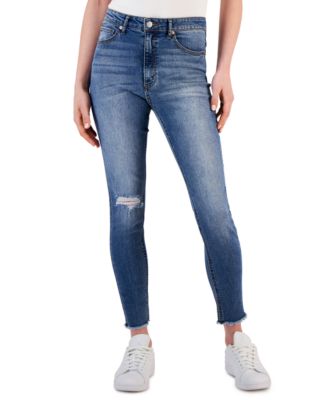 Tinseltown - Women's Cut-Hem Mid-Rise Skinny Denim Jeans