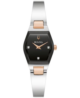 Bulova - Women's Modern Gemini Diamond Accent Stainless Steel Bangle Bracelet Watch 23mm
