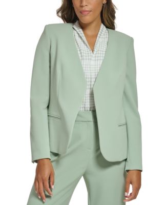 Calvin Klein - Petite Collarless Open-Front Asymmetrical Blazer