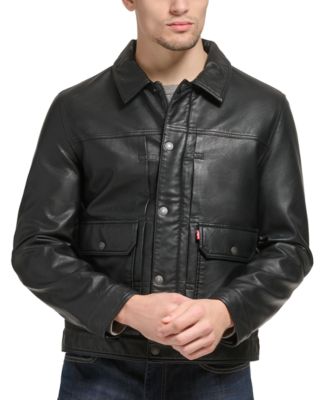 Levi's - Men's Faux Leather Snap-Front Water-Resistant Jacket