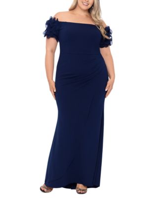 XSCAPE - Plus Size Off-The-Shoulder Scuba-Crepe Gown