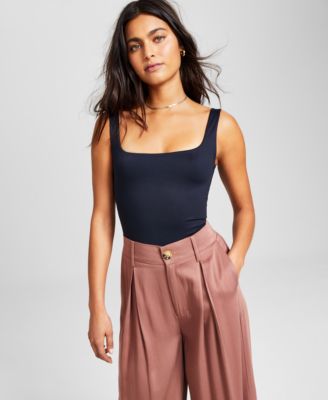 And Now This - Women's Square-Neck Sleeveless Thong Bodysuit
