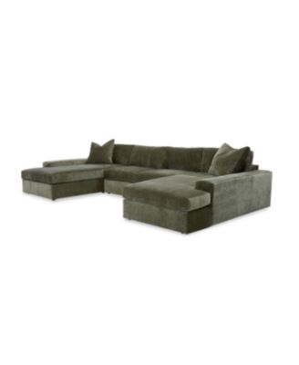 Furniture - Michola 3-Pc. Fabric Sectional with Double Chaise