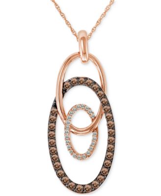 Le Vian - Chocolate Diamond & Vanilla Diamond Interlocking Ovals 18" Pendant Necklace (1/2 ct. t.w.) in 14k Rose Gold