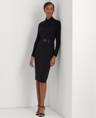 Lauren Ralph Lauren - Belted Mockneck Jersey Dress