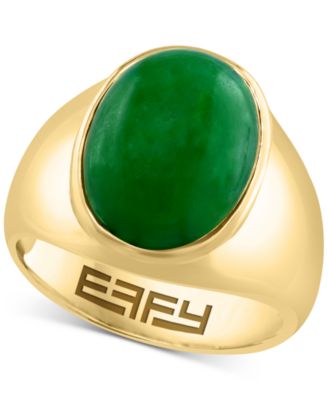 EFFY Collection - Men's Dyed Jade Ring in 14k Gold-Plated Sterling Silver