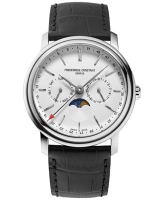 Frederique Constant - Men's Swiss Classics Business Timer Black Leather Strap Watch 40mm