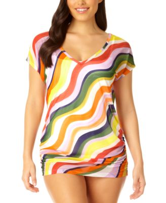 Anne Cole - Women's Printed Mesh Tunic Swim Cover-Up