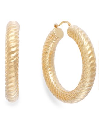 Macy's Brand - Ribbed Hoop Earrings in 14k Gold
