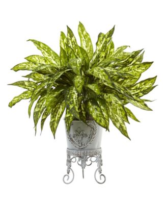 Nearly Natural - Aglaonema 2' Artificial Plant in Metal Planter