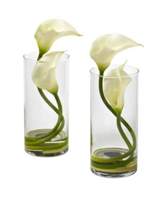 Nearly Natural - Double Calla Lily w/ Cylinder, Set of 2