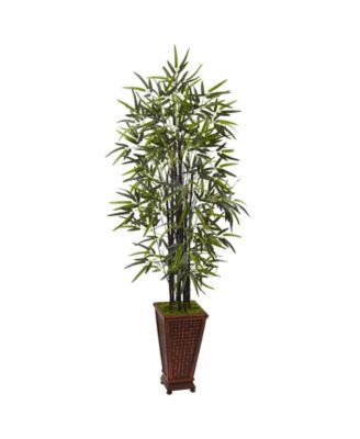 Nearly Natural - 5.5' Black Bamboo Artificial Tree in Decorative Planter