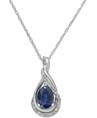 Macy's Brand - Emerald (5/8 ct. t.w.) and Diamond Accent Pendant 18" Necklace in 14k White Gold(Also Available in Sapphire)