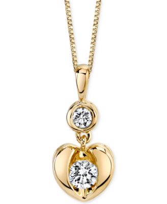Proud Mom - Diamond Heart Pendant Necklace in 14k White or Yellow Gold (1/4 ct. t.w.)