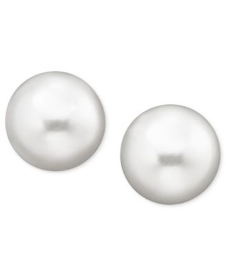 Belle de Mer - Pearl Earrings, 14k Gold Cultured Freshwater Pearl Stud Earrings (9mm)