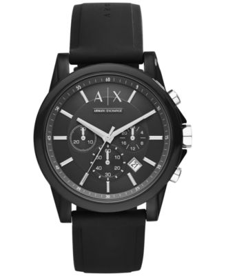 A|X Armani Exchange - Unisex Chronograph Black Silicone Strap Watch 44mm X1326
