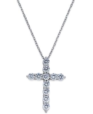 Macy's Brand - Diamond Cross Pendant Necklace (1 ct. t.w.) in 14k White Gold
