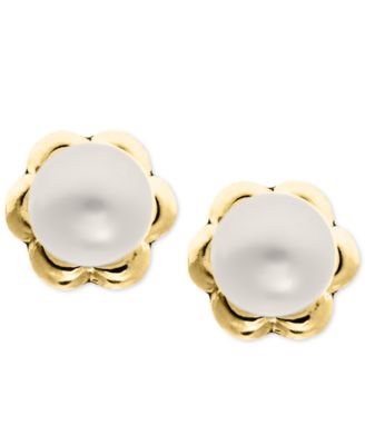 Macy's Brand - Children's Cultured Freshwater Pearl (4mm) Flower Stud Earrings in 14k Gold