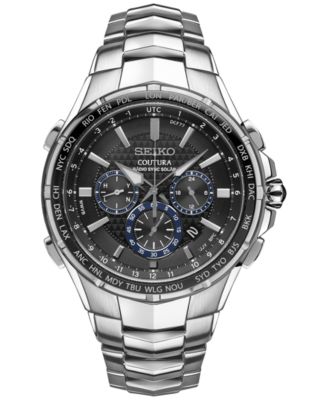 Seiko - Men's Solar Chronograph Coutura Stainless Steel Bracelet Watch 45mm SSG009