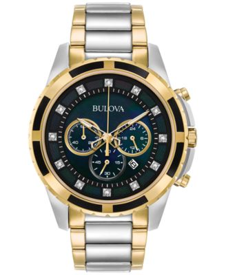 Bulova - Men's Chronograph Diamond Accent Two-Tone Stainless Steel Bracelet Watch 44mm 98D132