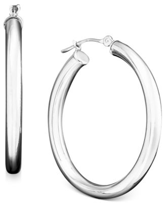 Macy's Brand - 14k White Gold Polished Hoop Earrings