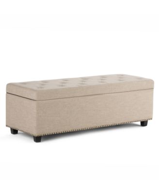 Simpli Home - Fabric Rectangular Ottoman, Direct Ship