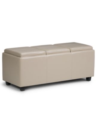 Simpli Home - Fabric Rectangular Storage Ottoman with 3 Trays, Direct Ship