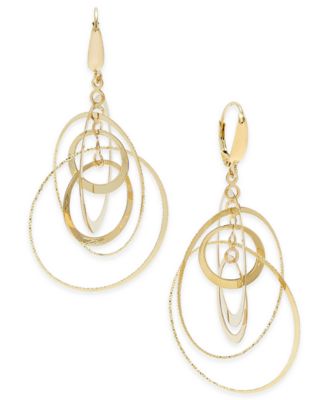 Italian Gold - Multi-Circle Orbital Drop Earrings in 14k Gold