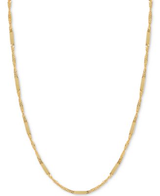 Italian Gold - Flat Bar Singapore Chain Necklace in 14k Gold