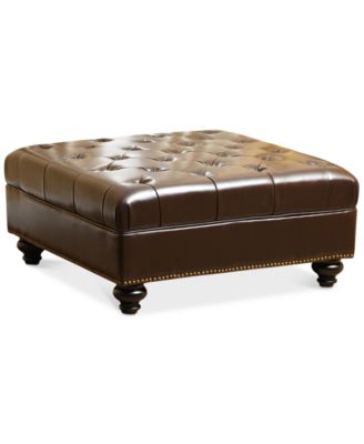 Abbyson Living - Drake Nailhead Trim Ottoman, Quick Ship