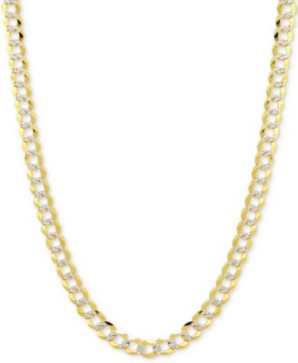 Italian Gold - Two-Tone Open Curb Chain Necklace in 14k Gold & White Gold