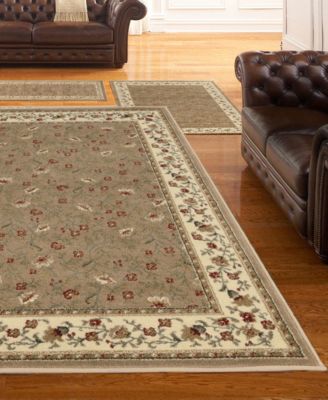 KM Home - Kenneth Mink Roma Floral Beige 3-pc Area Rug Set