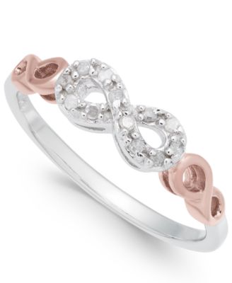 Macy's Brand - Diamond Infinity Ring (1/10 ct. t.w.) in Sterling Silver and Rose Gold-Plate