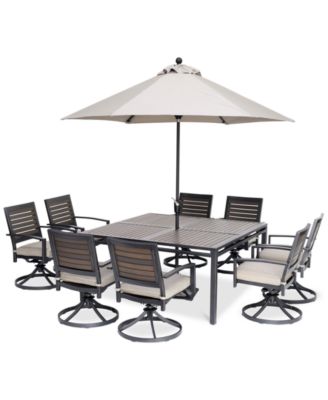 VSUserMacys5 - Marlough II Outdoor Aluminum 9-Pc. Dining Set (62" Square Table and 8 Swivel Rockers) with Sunbrella&reg; Cushions