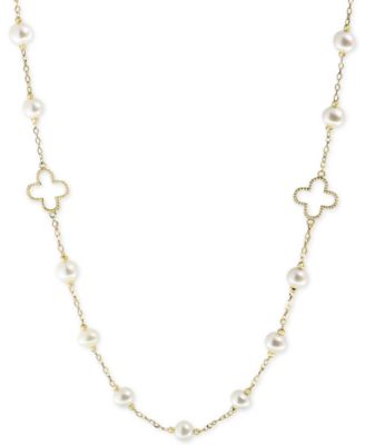 EFFY Collection - White Cultured Freshwater Pearl (6mm) 32" Statement Necklace in 14k Gold