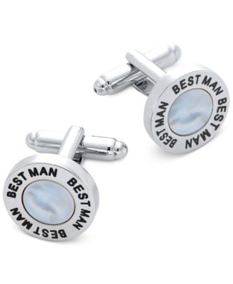 Rhona Sutton - Men's Silver-Tone & Imitation Mother-of-Pearl Best Man Cufflinks