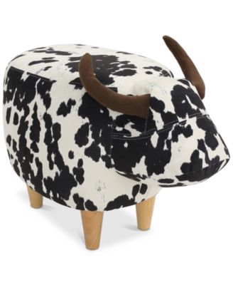 Noble House - Brady Velvet Cow Ottoman, Quick Ship