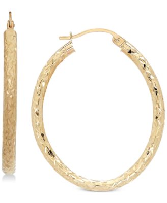 Macy's Brand - Textured Oval Hoop Earrings in 14k Gold