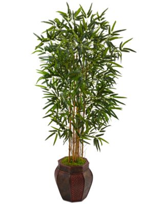 Nearly Natural - 5' Bamboo Artificial Tree in Weave-Design Planter