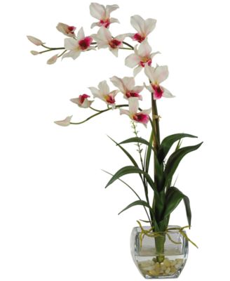 Nearly Natural - Dendrobium Artificial Flower Arrangement in Glass Vase