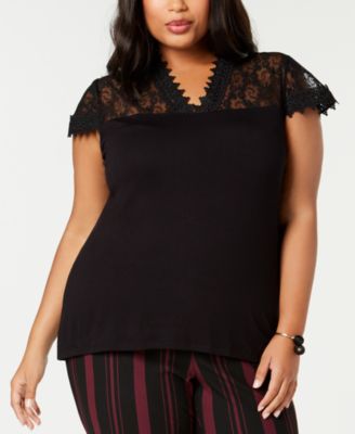 I.N.C. International Concepts - Plus Size Lace-Trim Top
