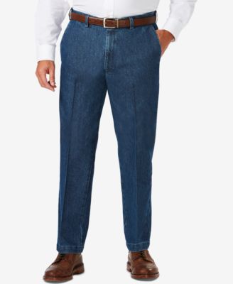 Haggar - Men's Big & Tall Stretch Denim Classic-Fit Flat Front Pants