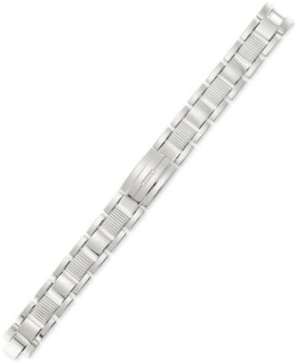 LEGACY for MEN by Simone I. Smith - Crystal Accent Textured Link Bracelet in Stainless Steel