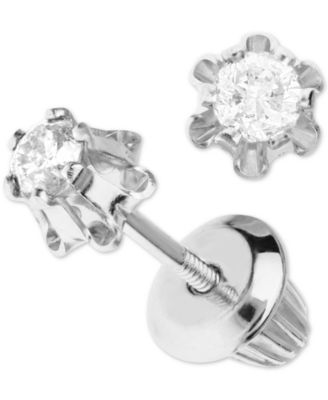 Macy's Brand - Children's Diamond Stud Earrings (1/8 ct. t.w.) in 14k White Gold