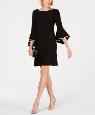 MSK - Rhinestone-Trim Bell-Sleeve Dress