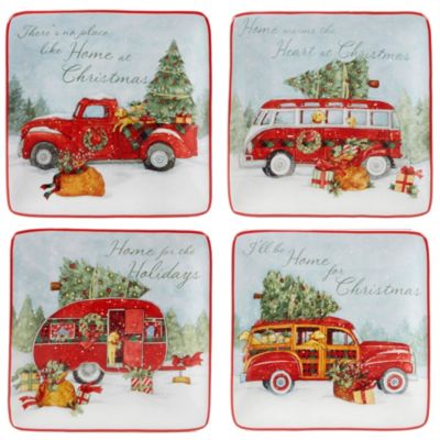 Certified International - Home for Christmas 4-Pc. Canape Plate asst.