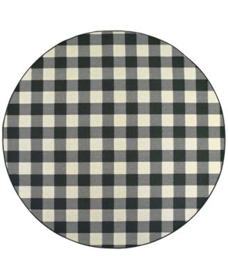 Oriental Weavers - Marina 1932K Black/Ivory 7'10" Indoor/Outdoor Round Area Rug